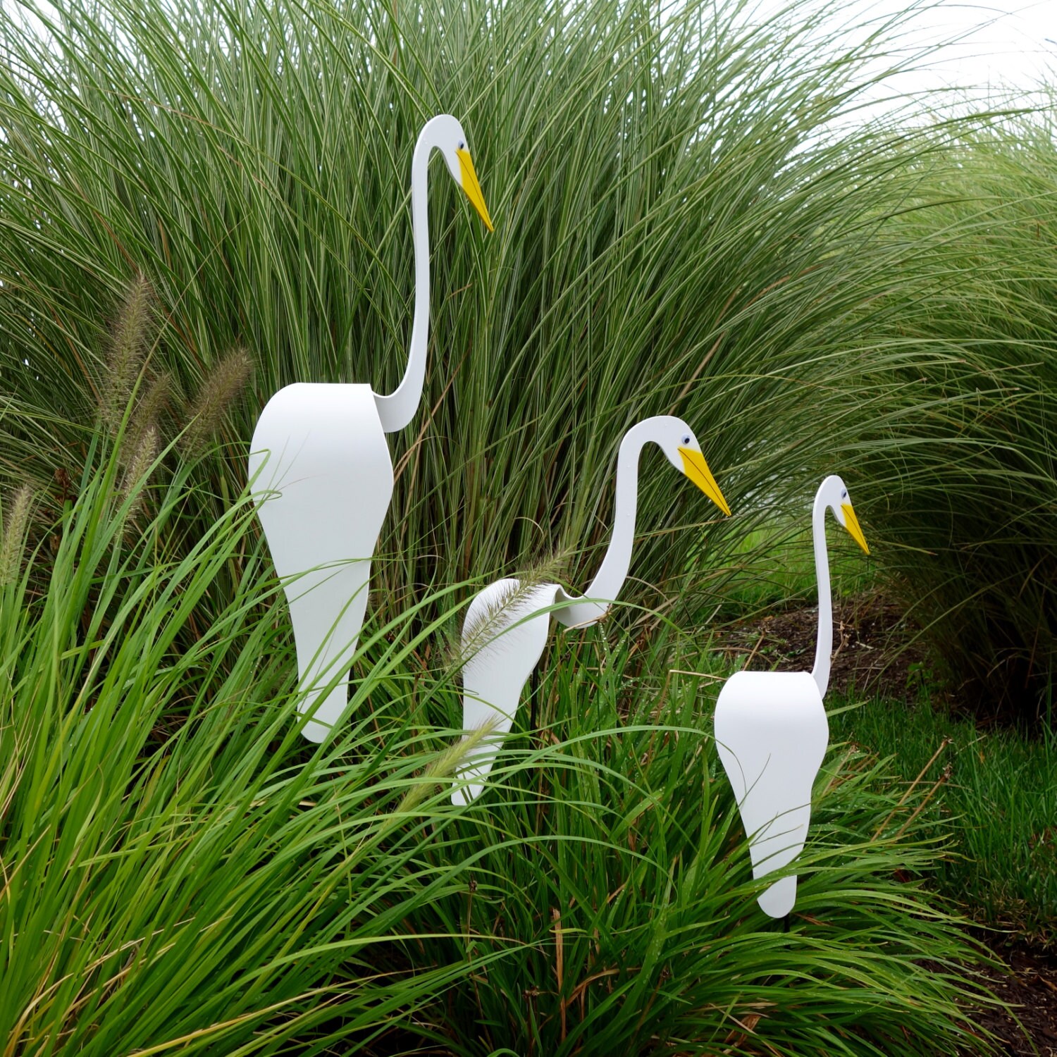 plastic egret lawn ornament