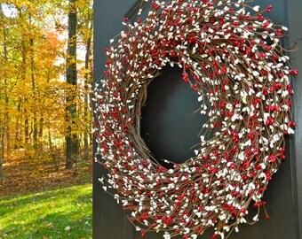 Valentine Wreath - Red Wreath - Holiday Door Decoration - Door Wreath
