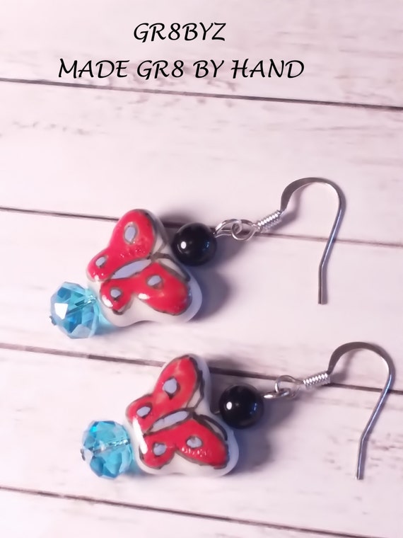 Glass butterfly earrings Clearance