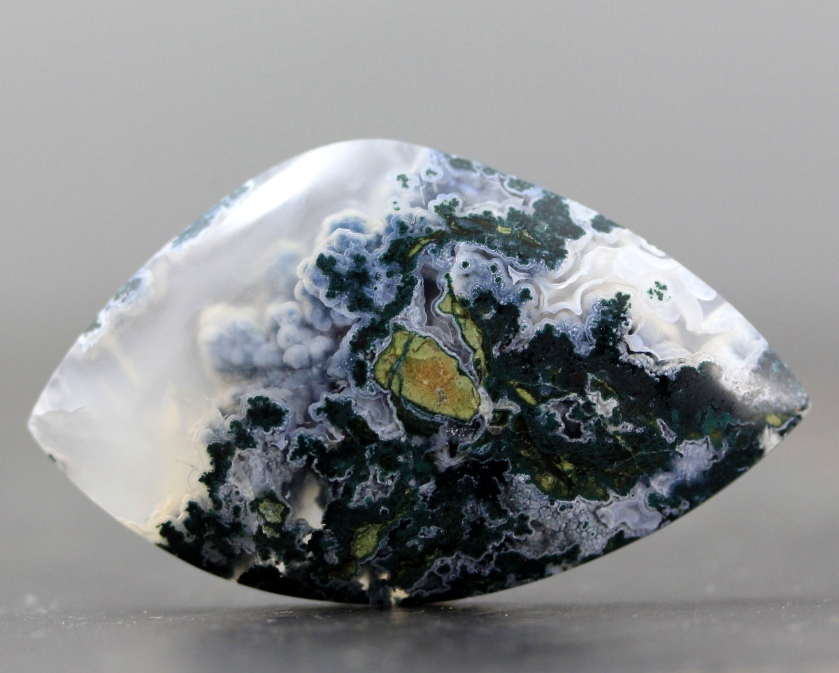 Moss Agate Flat Back Crystal Polished Stone Cabochon Gemstone