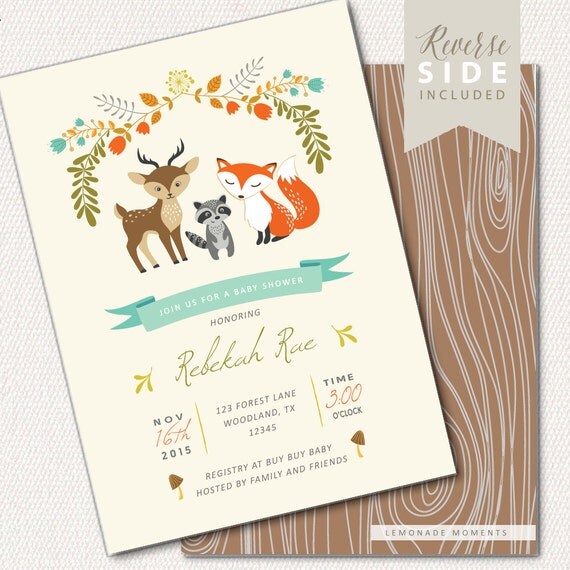Woodland Baby Shower Invitation Printable Woodland Baby