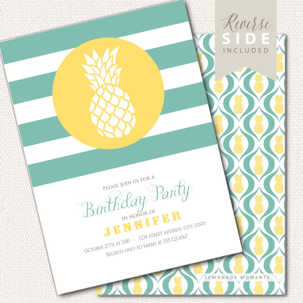 Pineapple Invitation / Birthday Party Printable Invite