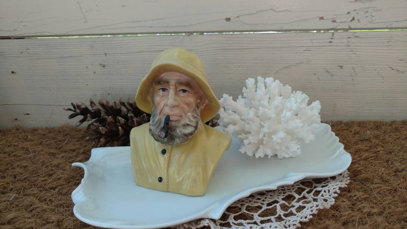 Vintage Fisherman Statue or Bust Antique Collectible Made in