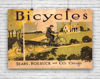 Bicycle, Sears Roebuck & Co, Vintage Advertising, Art Print Poster - 12"x18"