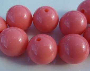 20mm, 10CT. Pale Pink, Pale Coral, Gumball Beads, Beads, Bubblegum Beads, 20mm Chunky Beads, B8