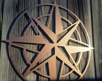 Nautical Décor Compass Rose Wall Art – Metal Compass Art 22"– Nautical Compass for Inside/ Outside– Wedding Gift Housewarming Gift