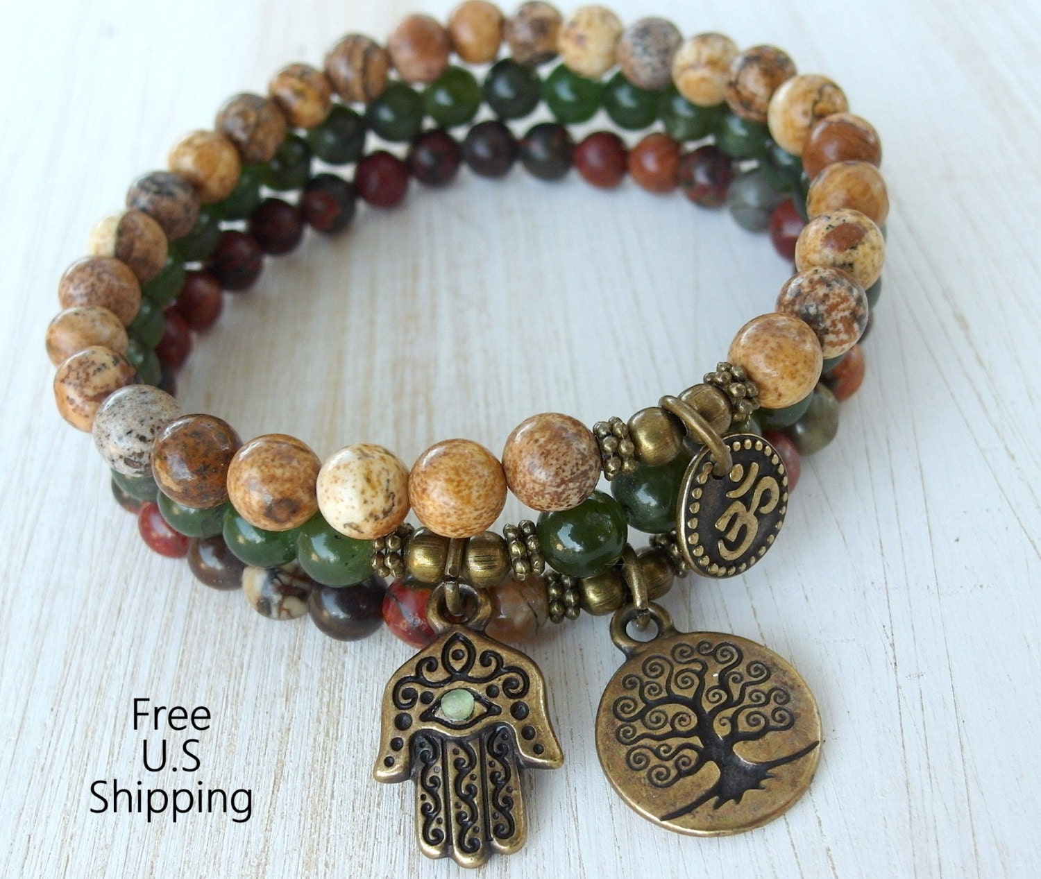 Yoga stack Yoga set of 3 mala bracelets Yoga bracelets
