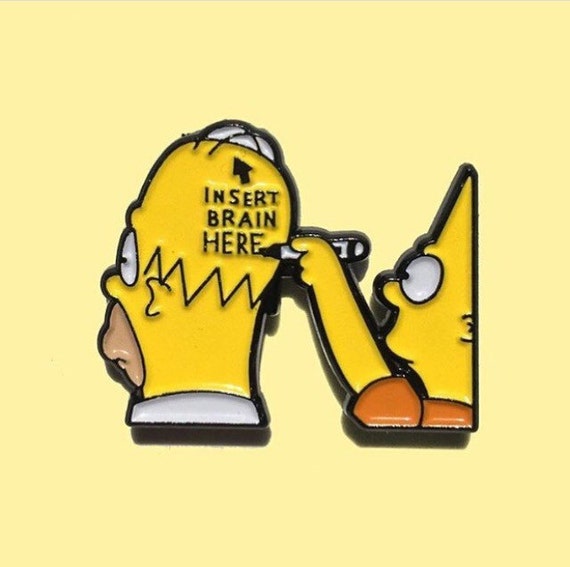 Insert Brain Here Homer Bart Simpson Enamel Pin