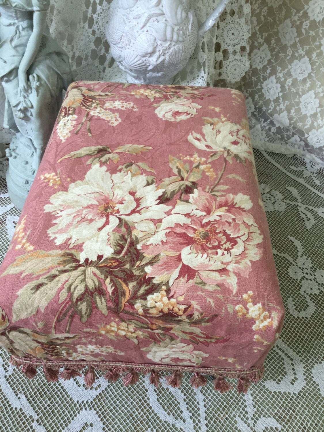 Shabby Pink Stool Ottoman footstool footrest pink vintage