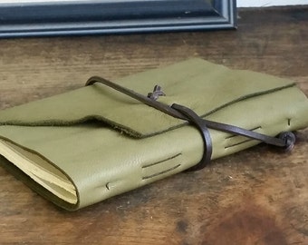 Slim Leather Journal - Green Journal 4.5" x 6" by The Orange Windmill 1627
