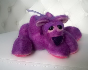 Fuzzy Purple Artist Teddy Bear Stuffed Animal Cute Gift Ooak Plush Plushie Soft Softie