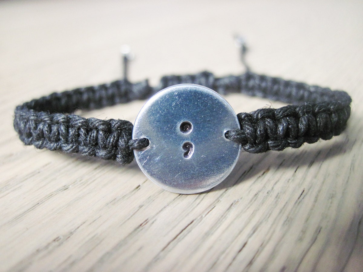 Semicolon Bracelet Semicolon Jewelry Gift for Friend by AuraHemp