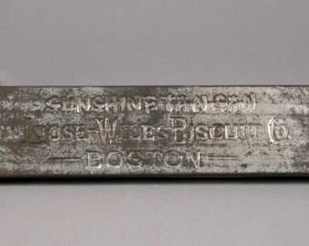 Antique Biscuit Tin, Sunshine Tan-San, Loose-Wiles Biscuit Co. Boston