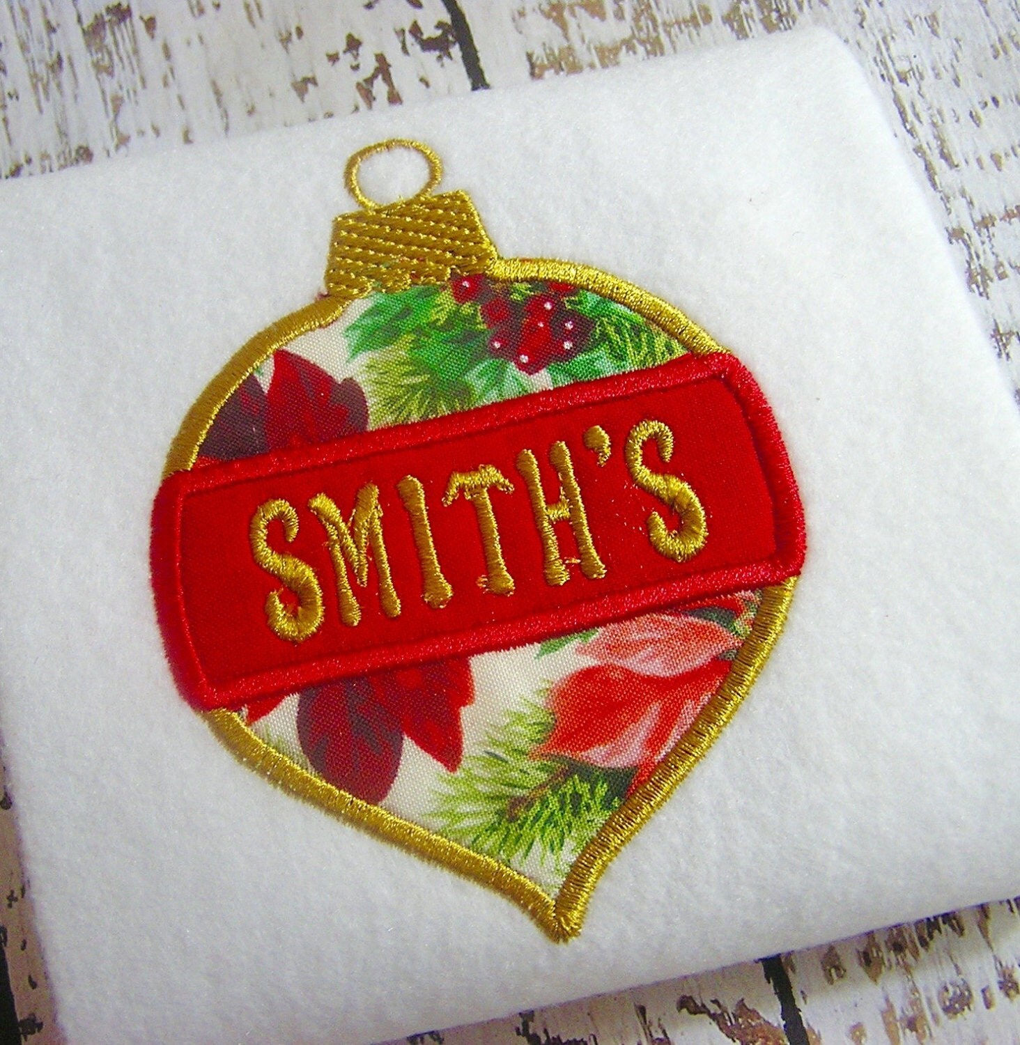 Applique Monogram Christmas ornament machine embroidery