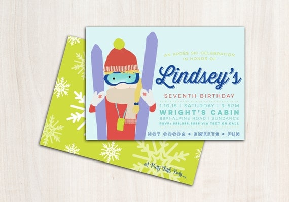 Ski Girl Party Invitation Snow Skier Party Apres Ski