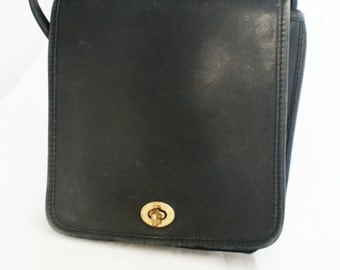 COACH bag- Small Black Leather Satchel with gold hardware and crossbody strap