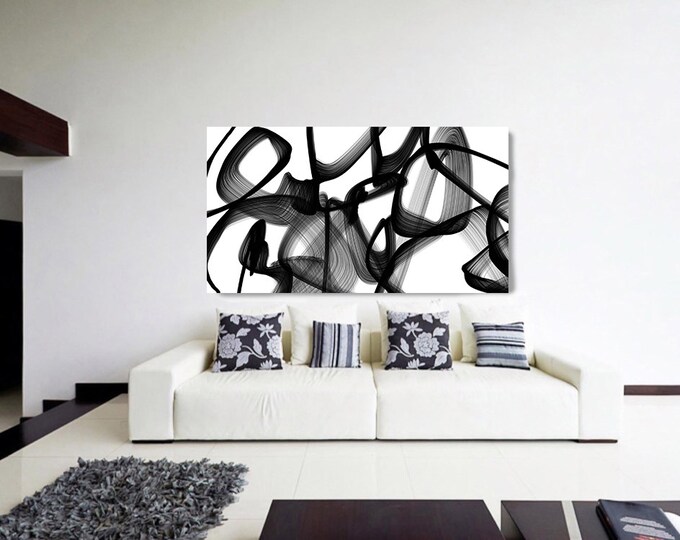 Abstract Expressionism in Black And White 26. Contemporary Unique Wall Decor, Large Contemporary Canvas Art Print up to 72" by Irena Orlov