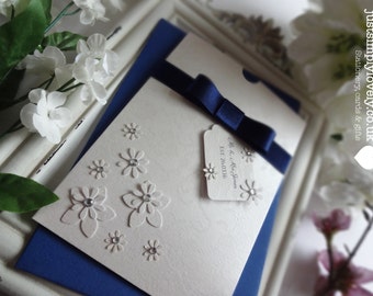 Wedding Gift or Money Wallet Vintage Ivory & Navy