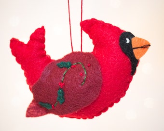Felt Cardinal Ornament - Bird Ornament