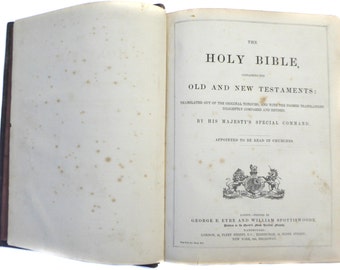 Items similar to Antique leather Bible, 1900's Bible, small Bible King ...