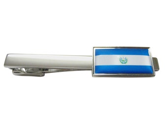 Thin Bordered El Salvador Flag Square Tie Clip