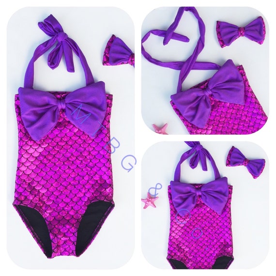 MERMAID OONA Bubble Guppy inspired bathing suit hot pink