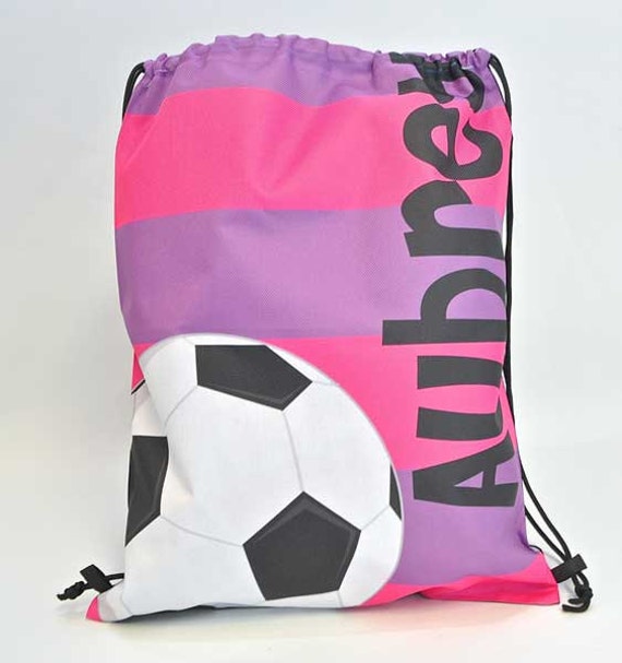 Personalized Drawstring Backpack Soccer Pink Personalized
