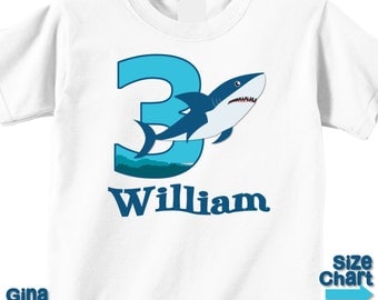 Personalized Shark Birthday T-Shirt or Bodysuit Shark Baby Bodysuit T-Shirt Shark 1st 2nd 3rd 4th 5th 6th 7th 8th Birthday Shirt