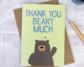 Items similar to You're Beary Cute Card - Bear Art - Animal Pun - I ...