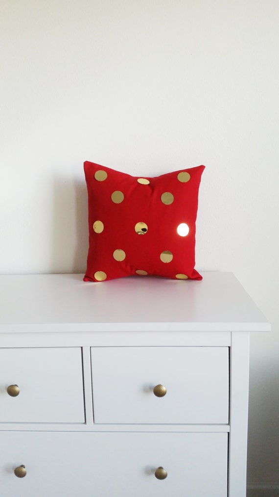 Gold Sequin Polka Dot Accent Pillow Cover 16x16 by TheDecorRoom
