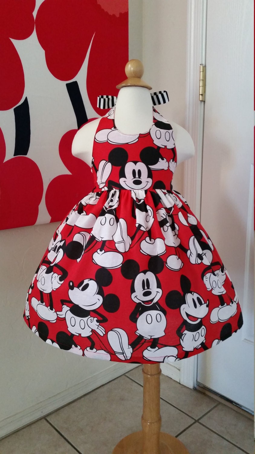 Custom Made to Order Disney Mickey Mouse party dress Sz12m to