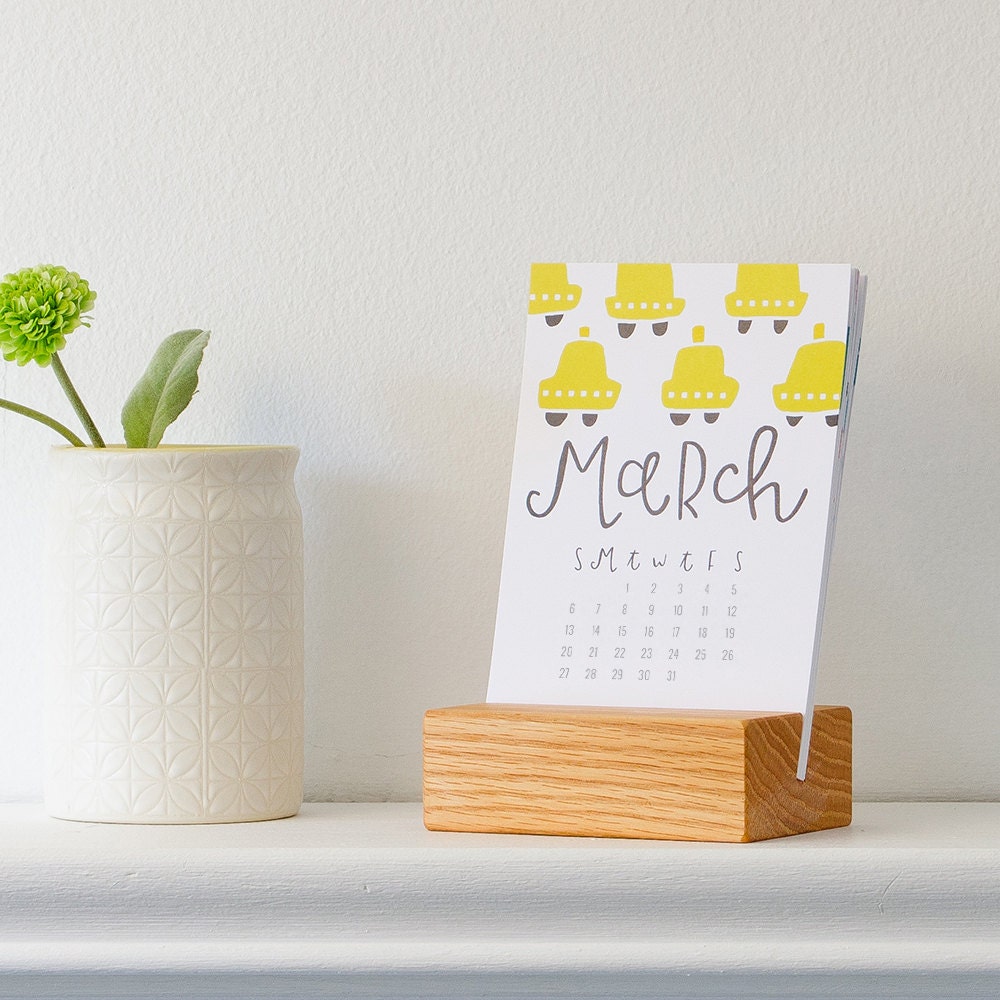 2016 desk calendar with wood stand by on Etsy