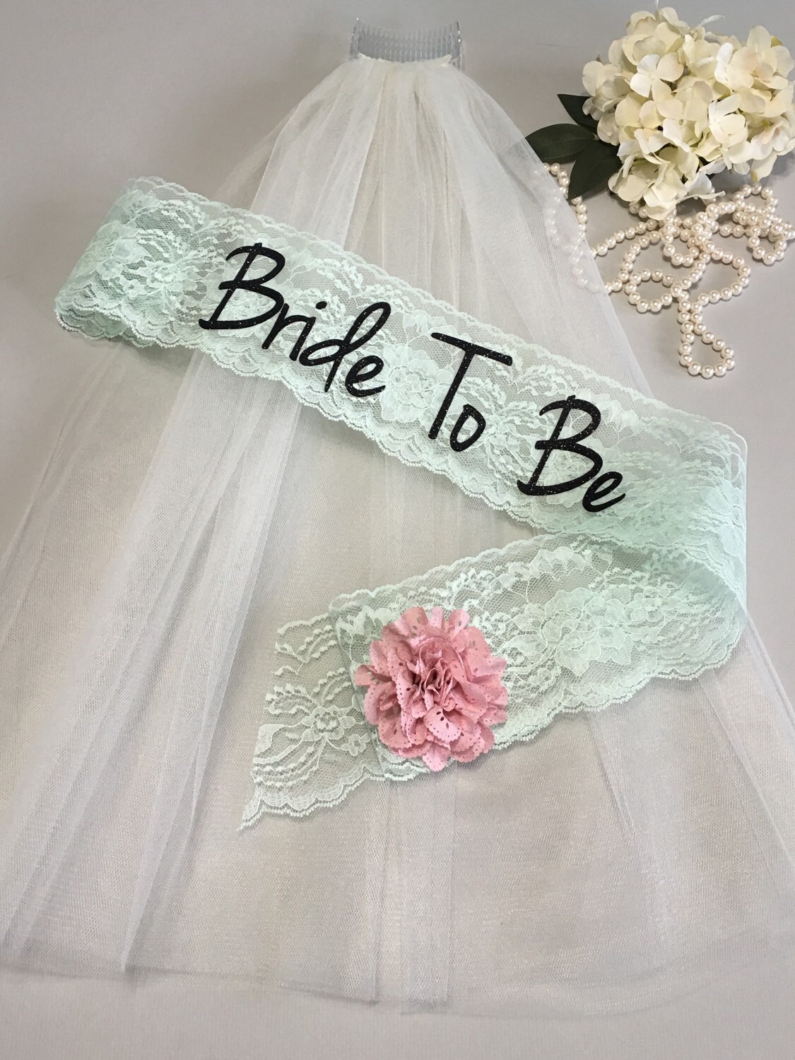 Bachelorette Sash and Veil Set Lace Bridal Shower Sash