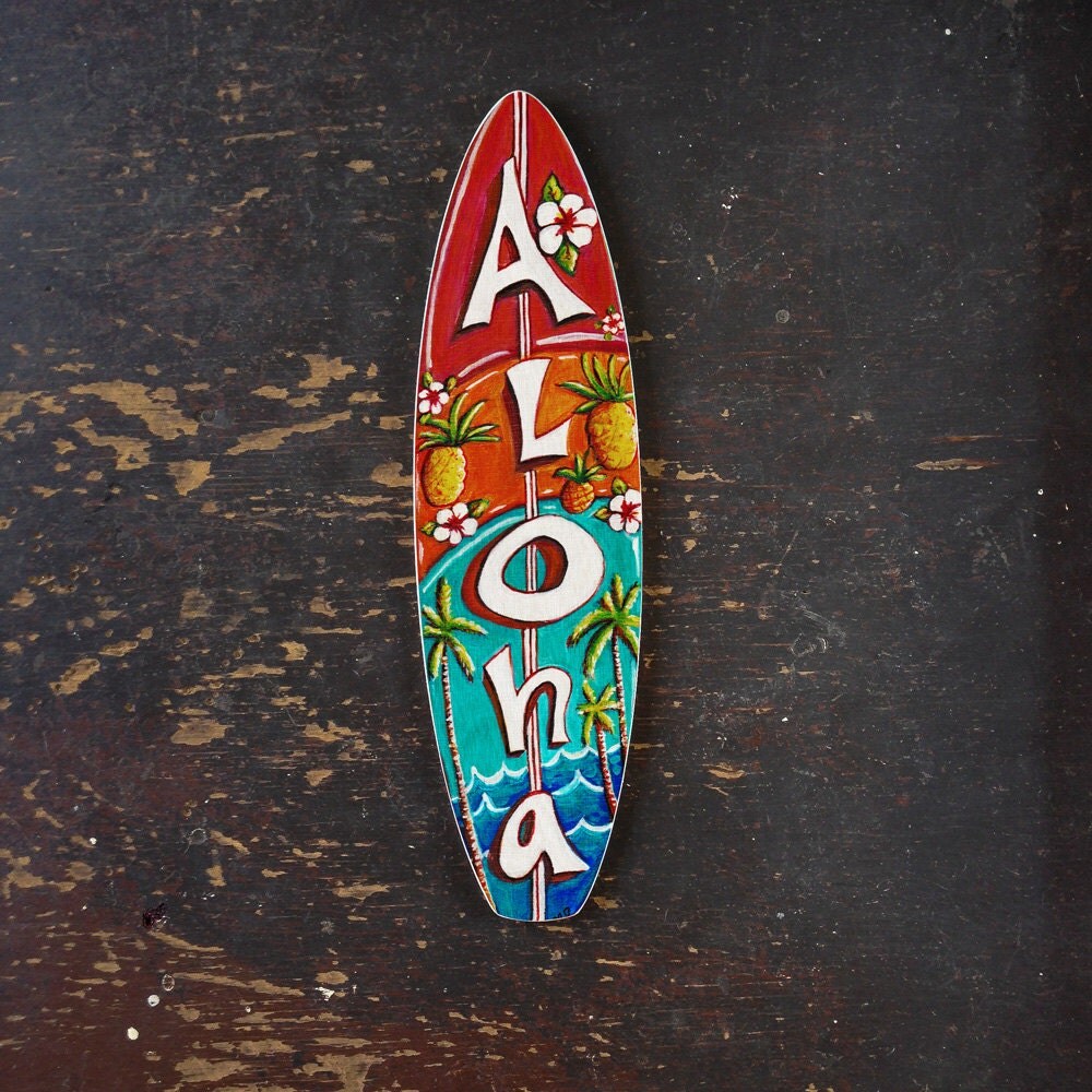 Aloha Surfboard beach tropical surf art hawaii wall