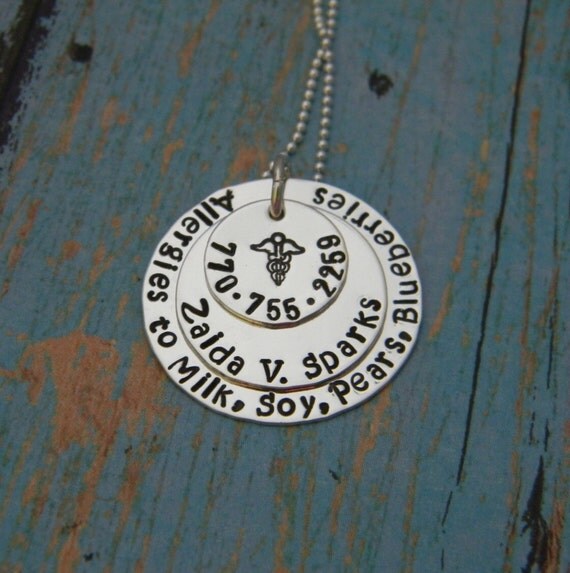 Medical Allergy Custom Made Triple Sterling Silver