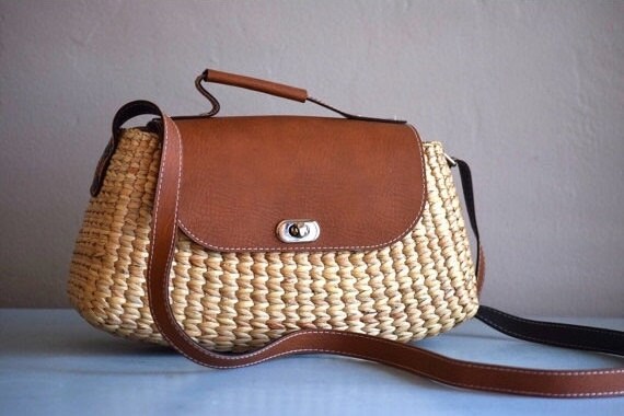 straw purse straw handbag straw tote crossbody bag by seaandgrass