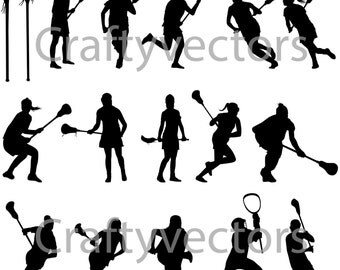 Lacrosse Womens Silhouettes Vector File SVG