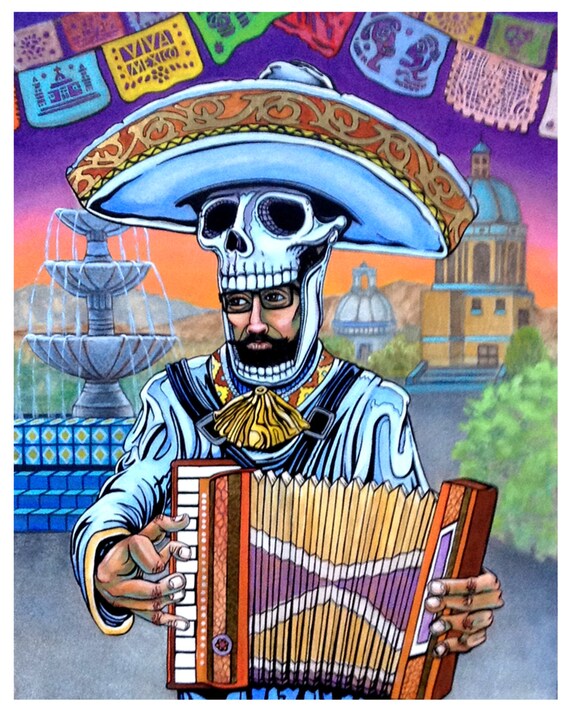 Mexoskeleton Accordion Player 8x10 Print Mariachi Accordion mexoskeleton-accordion-player-8x10-print-mariachi-accordion