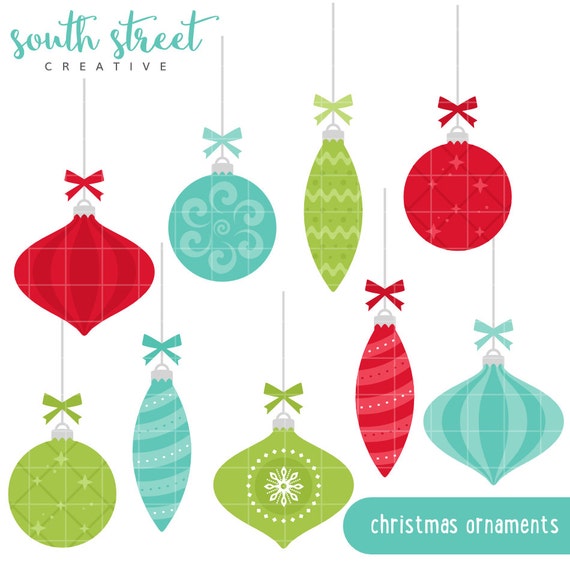 Christmas, Ornaments, Tree, Bauble, Cute Clipart, Personal & Small Commercial Use, Vector Clip Art, Instant Download, png, jpeg, eps Il_570xn