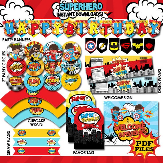 Superhero Party Printable Instant download Superhero