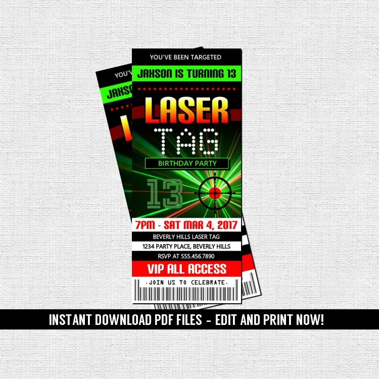 Downloadable Laser Tag Invitations 6