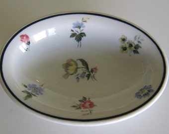 Shenango China Hotel Soap Dish Oval or Monkey Side Dish Floral Excellent Vintage Condition Made New Castle Pennsylvania