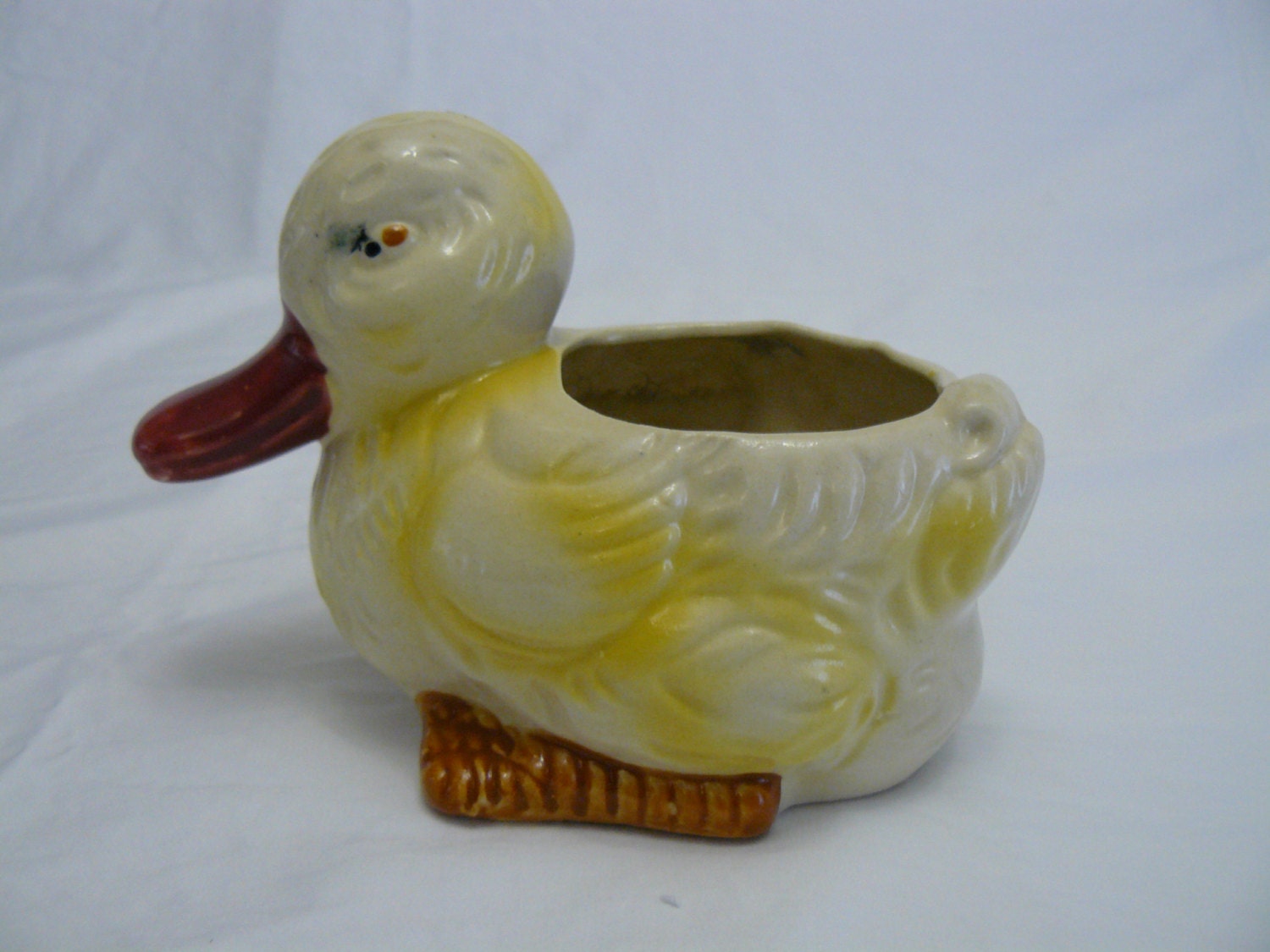 Vintage Yellow Duck Planter from 1950's by Saltofmotherearth