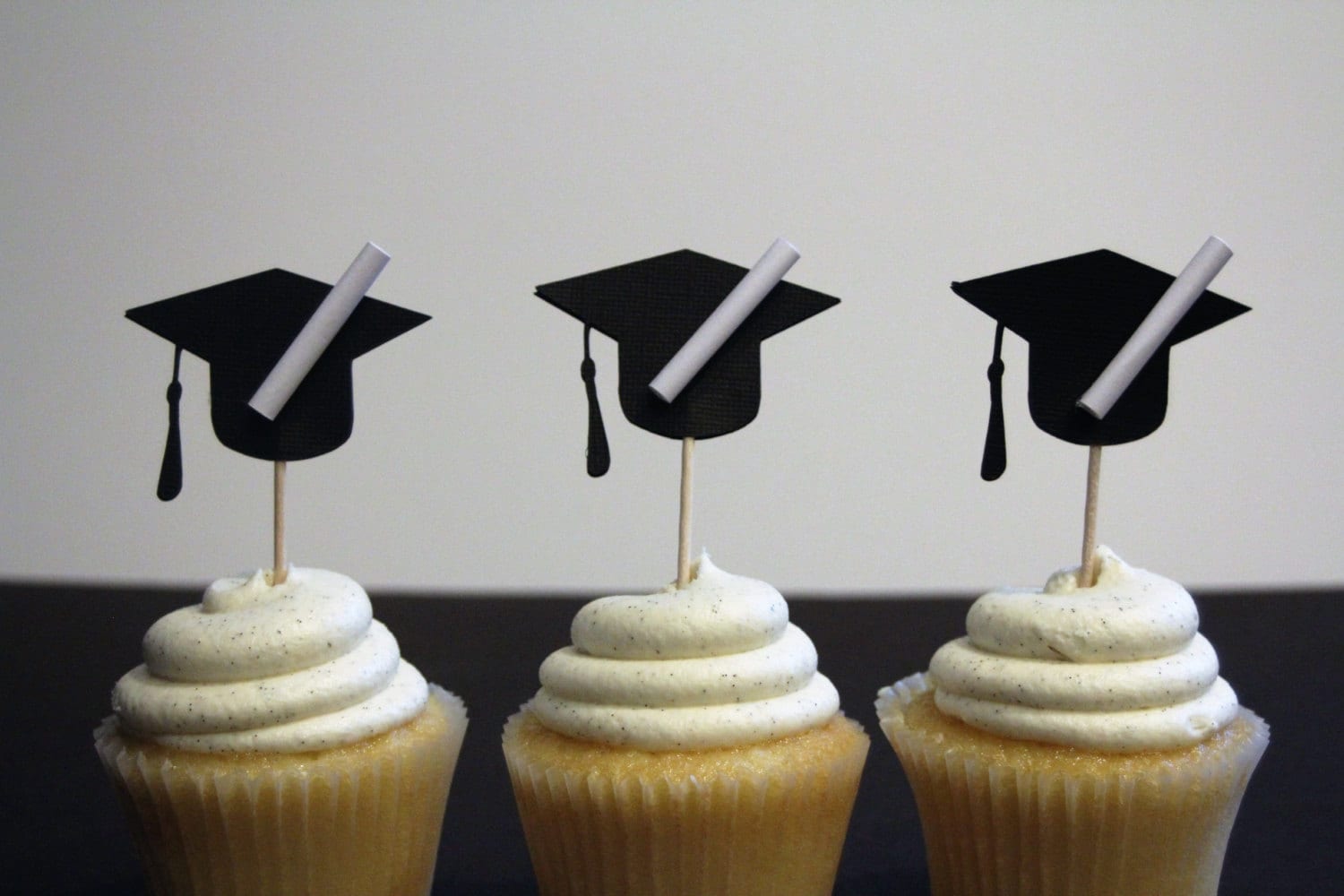 Graduation Cap Cupcake Toppers with Scroll