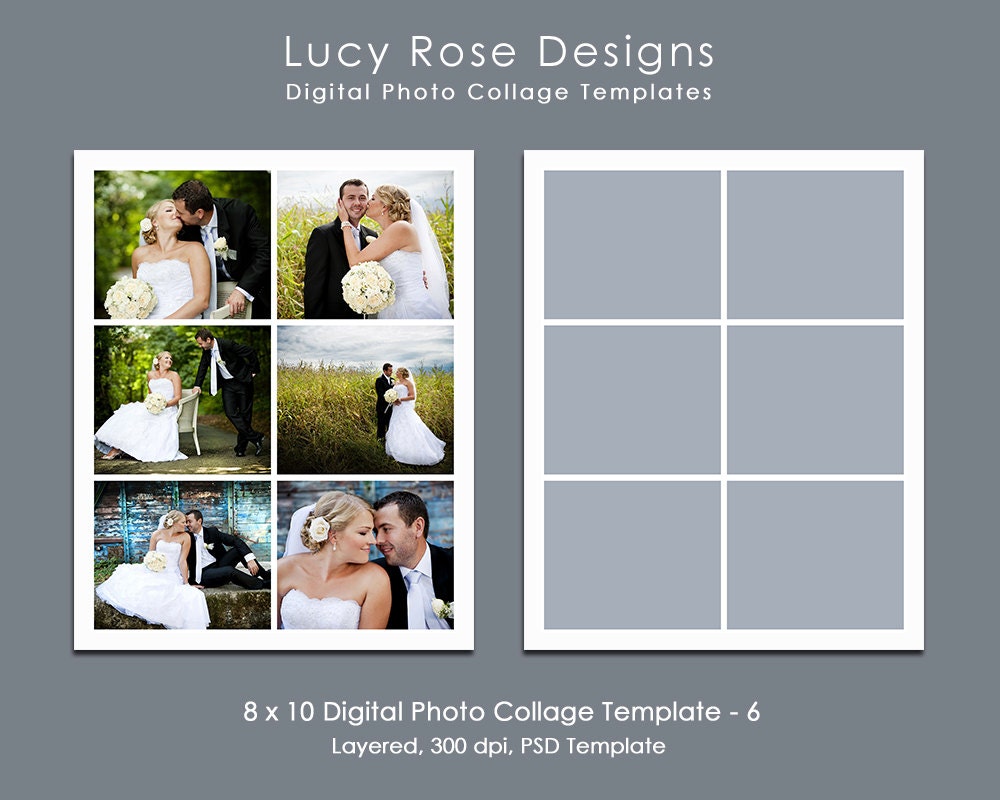 8 x 10 Digital Photo Collage Template 6 