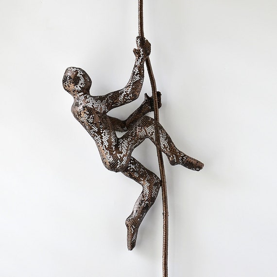 3d wall art Wall hanging Climbing man on rope Metal by nuntchi