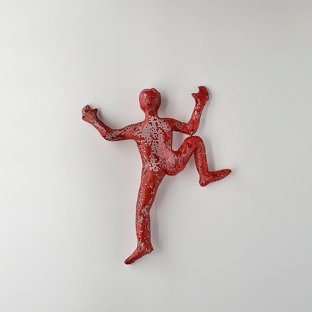 Climbing Figure metal wall art Unique gift modern by nuntchi