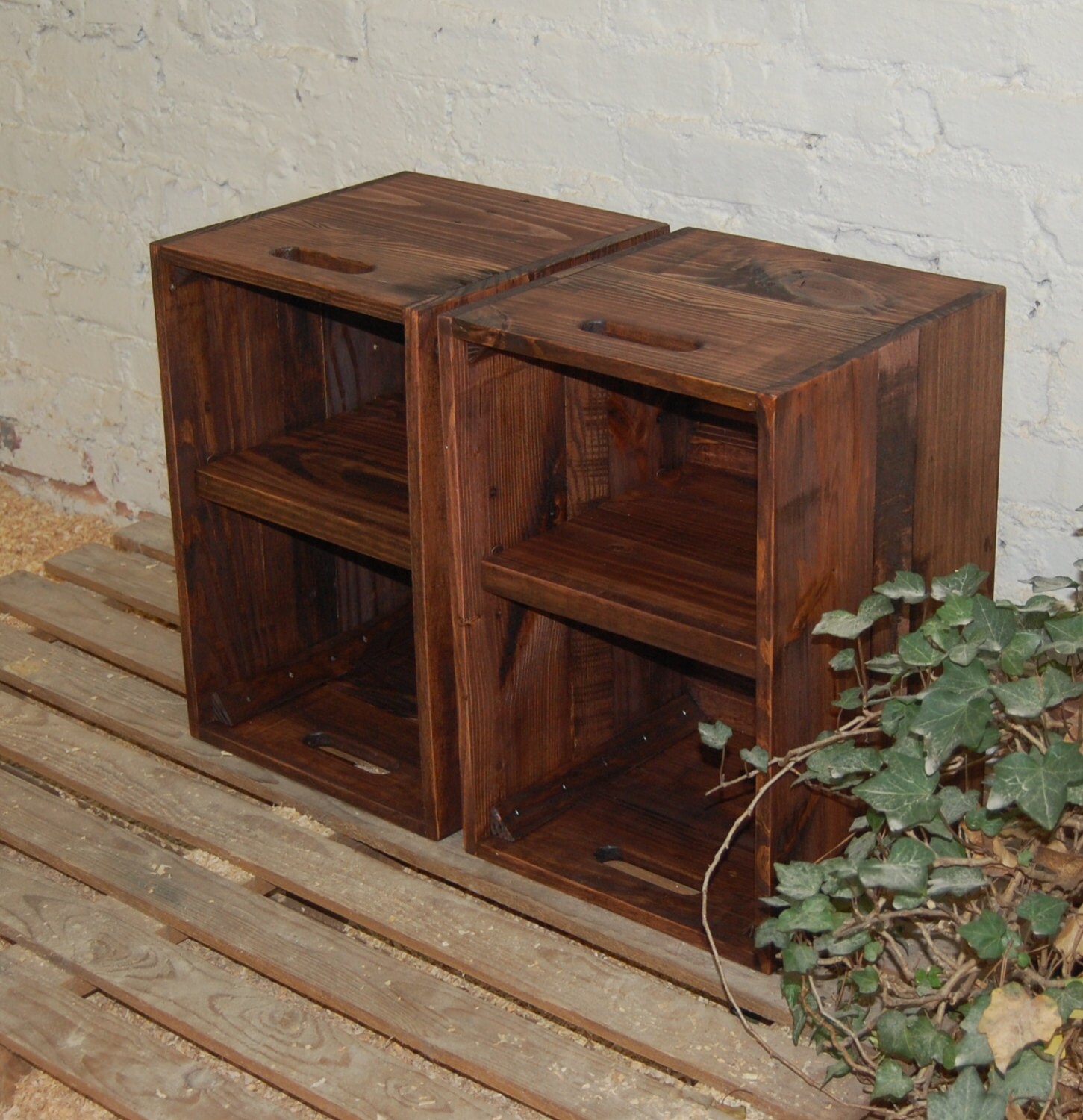 Wooden Crates/ Nightstand/ Pair of Side by LooneyBinTradingCo