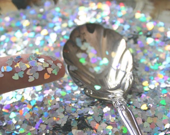 Holographic Holo HEARTS Glitter, SOLVENT Resistant, Nail Art