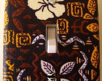 CLEARANCE Vintage Hawaiian Print Cloth Covered Switch-plate "Retro Aloha"